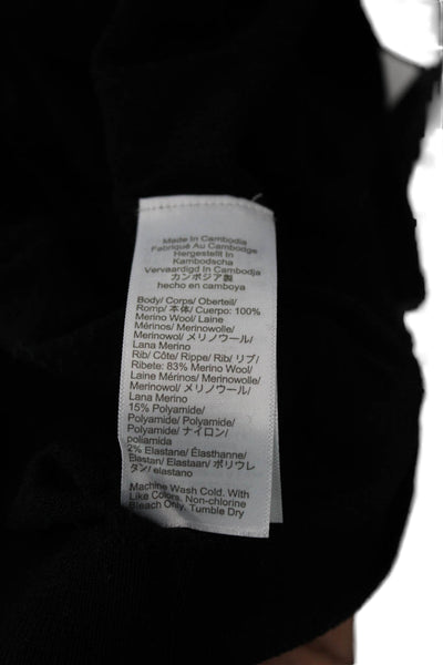J Crew Womens Cardigan Black Merino Wool Button Crew Neck Long Sleeve Size XS