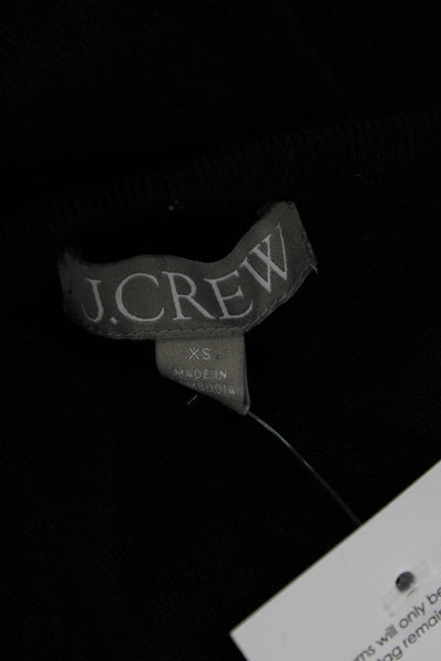 J Crew Womens Cardigan Black Merino Wool Button Crew Neck Long Sleeve Size XS