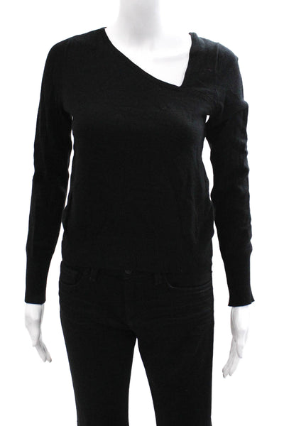 Z Supply Women Black V-Neck Pullover Sweater Long Sleeve Size S