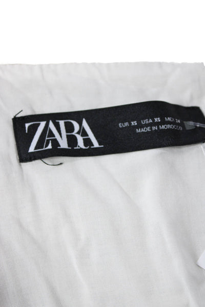 Zara Womens Tweed Jacket White Collared Button Long Sleeve Classic Fall Size XS