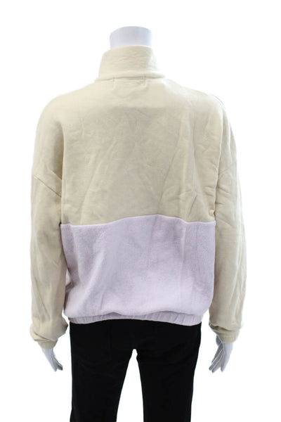 Wildfox Womens Pullover Beige Mock Neck Zip 90s Size S