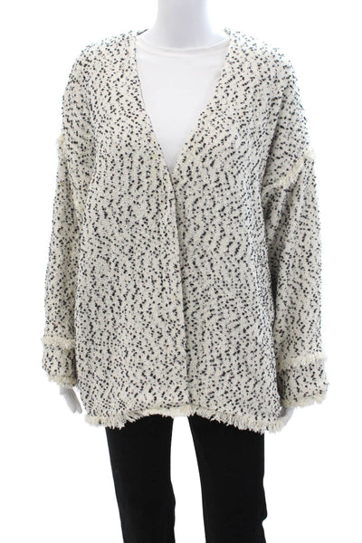 Hatch Unisex Beige Polka Dot Cardigan V Neck Long Sleeve Bohemian Size One Size