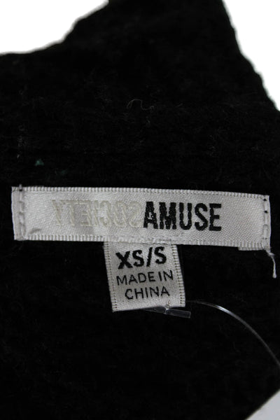 Amuse Society Unisex Black V-Neck Cardigan Long Sleeve Size XS