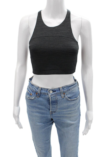 Outdoor Voices Womens Scoop Neck Stretch Knit Sports Bra Gray Size XS