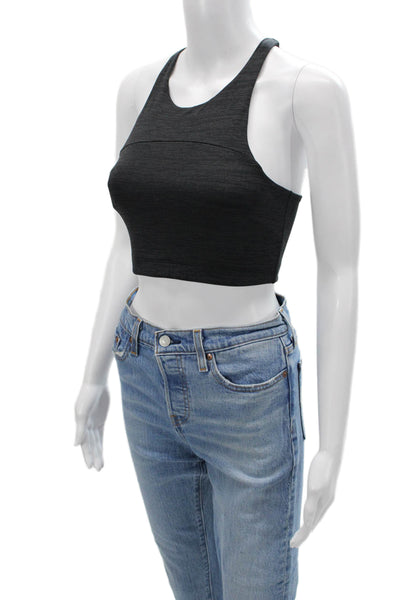 Outdoor Voices Womens Scoop Neck Stretch Knit Sports Bra Gray Size XS