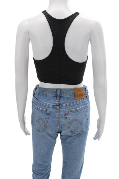 Outdoor Voices Womens Scoop Neck Stretch Knit Sports Bra Gray Size XS