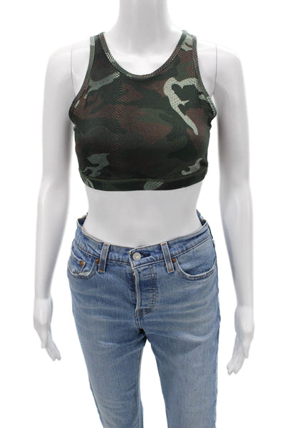 With Womens Camouflage Snakeskin Printed Sports Bra Green Size Small