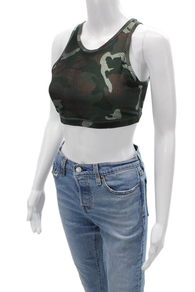 With Womens Camouflage Snakeskin Printed Sports Bra Green Size Small