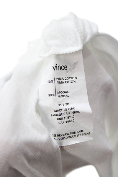 Vince Women Jersey T-Shirt White Crew Neck Short Sleeve Pima Modal Size XS