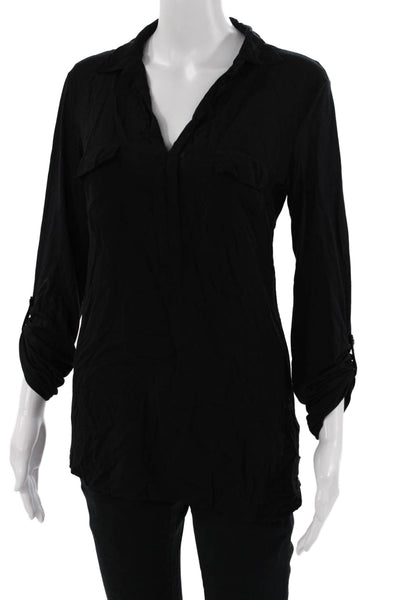 Splendid Womens Black Tunic V-Neck Long Sleeve Rayon Blouse Size S