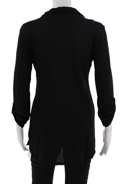 Splendid Womens Black Tunic V-Neck Long Sleeve Rayon Blouse Size S