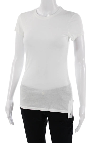 Vince Women White Basic Crew Neck Short Sleeve T Shirt Size XS
