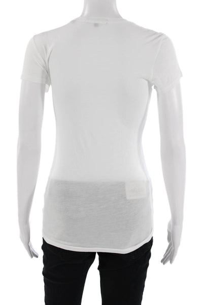 Vince Women White Basic Crew Neck Short Sleeve T Shirt Size XS