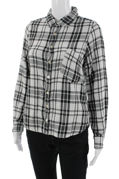 CP Shades Womens Black Plaid Cotton Collared Long Sleeve Button-Up Size XS