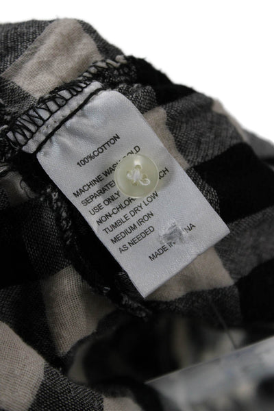 Trovata Women Beige Check Cotton Collared Button Up Blouse 3/4 Sleeve Size XS