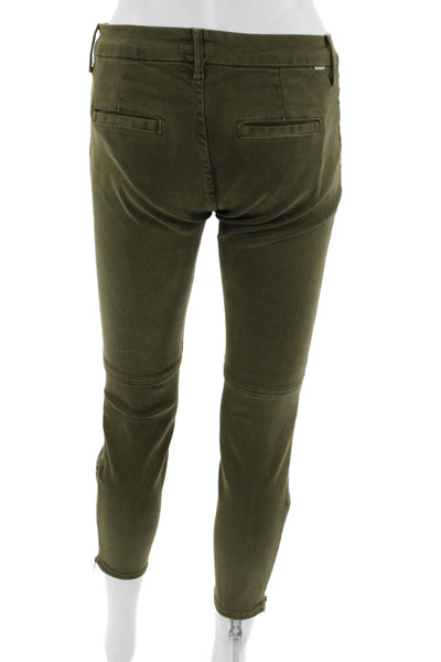 Mother Womens Ankle Cropped Army Green Pants Button 92% Cotton Size 26