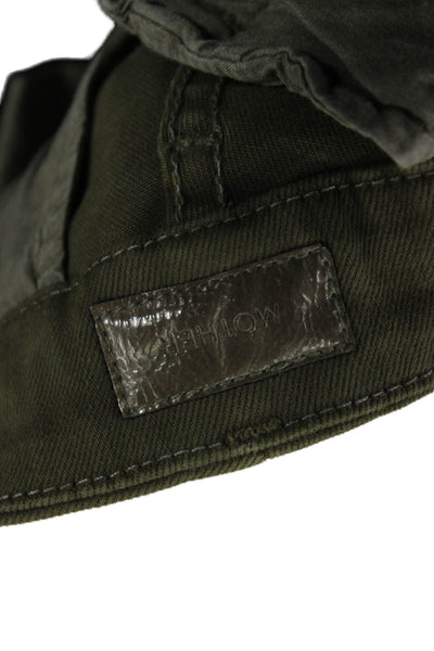 Mother Womens Ankle Cropped Army Green Pants Button 92% Cotton Size 26