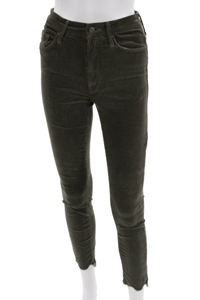 Mother Womens Brown Ankle Cropped Pants Button Closure Size 25