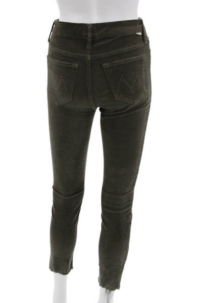 Mother Womens Brown Ankle Cropped Pants Button Closure Size 25