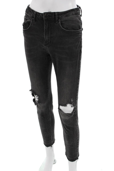 Zara Trafaluc Womens High Rise Cropped Skinny Ankle Jeans Dark Gray Size 4