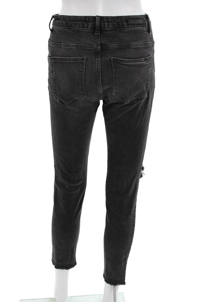 Zara Trafaluc Womens High Rise Cropped Skinny Ankle Jeans Dark Gray Size 4