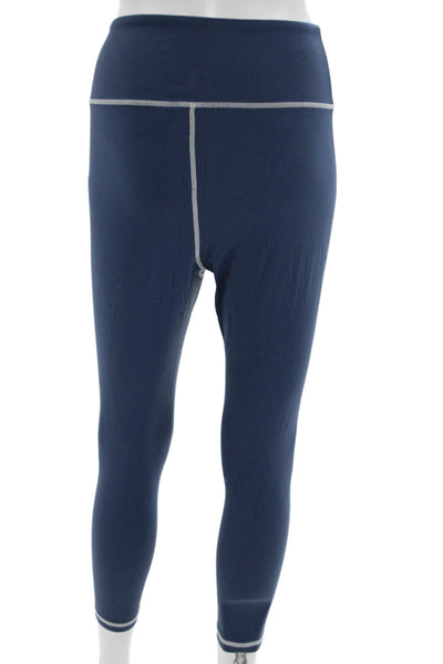 We Wore What Womens Dark Blue Ankle Leggings Nylon Spandex Size L