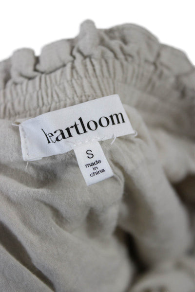 Heartloom Women Cropped Paperbag Beige Rayon Linen Drawstring Pants Size S
