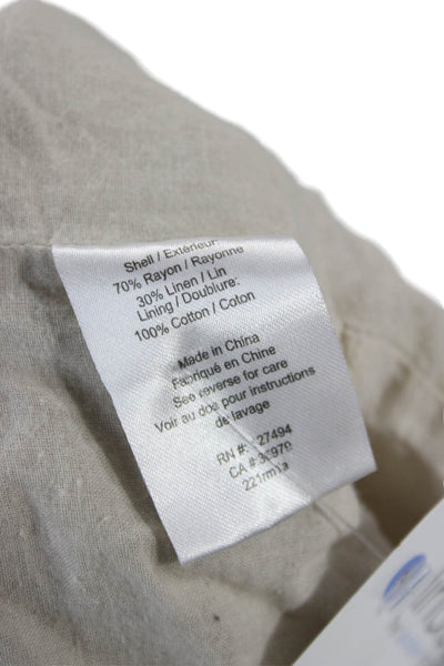 Heartloom Women Cropped Paperbag Beige Rayon Linen Drawstring Pants Size S