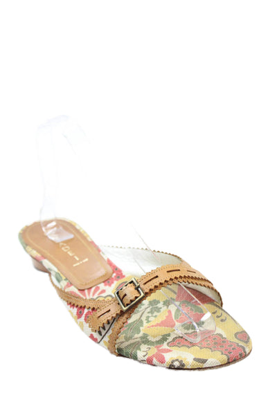 Casadei Womens Open Toe Buckle Strap Floral Print Sandals Brown Size 9