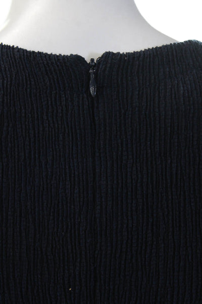 Cut25 Women Bodycon Sheath Dress Dark Blue Sleeveless Crew Neck Zip Size XS
