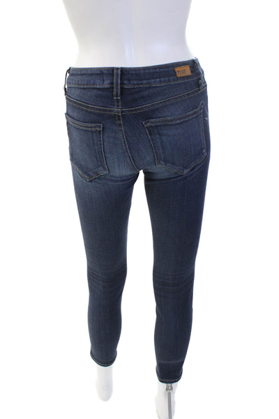 Paige Women Ankle Skinny Jeans Dark Blue High Rise Size 25