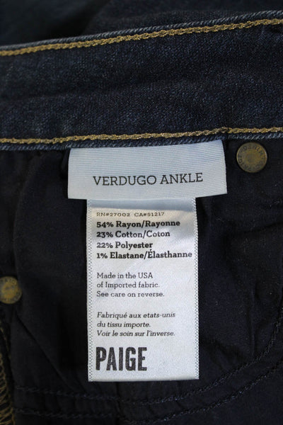 Paige Women Ankle Skinny Jeans Dark Blue High Rise Size 25