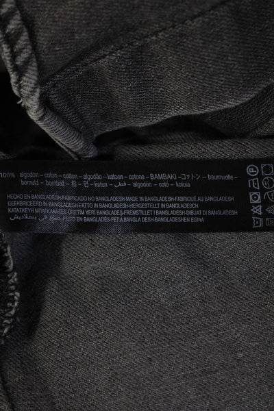 Zara Women Dark Gray Cotton Collared Button Solid Grunge Jacket Size S