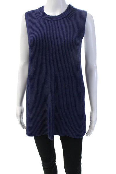 J Crew Women Pullover Sweater Dark Blue Sleeveless Crew Neck Size M