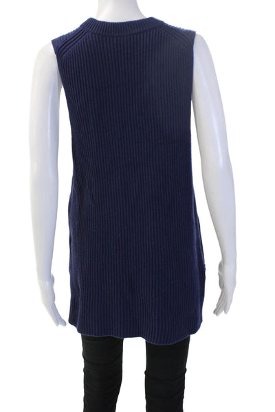 J Crew Women Pullover Sweater Dark Blue Sleeveless Crew Neck Size M