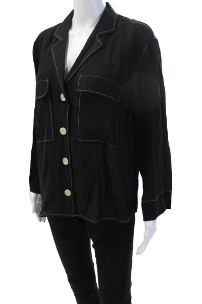 Zara Womens Black Polyester Collared Solid Long Sleeve Blazer Fall Size S