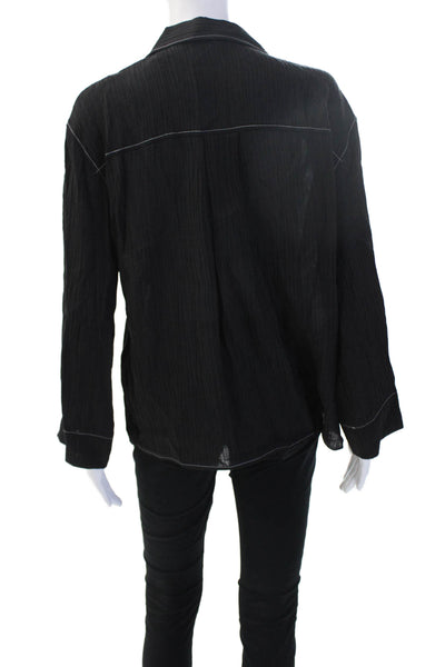 Zara Womens Black Polyester Collared Solid Long Sleeve Blazer Fall Size S