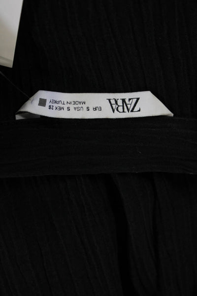 Zara Womens Black Polyester Collared Solid Long Sleeve Blazer Fall Size S