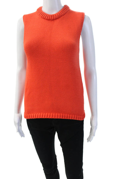 Zara Womens Basic Sleeveless Crew Neck Solid Orange Tank Size S