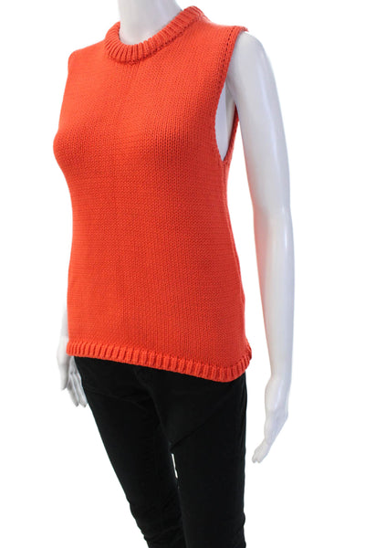 Zara Womens Basic Sleeveless Crew Neck Solid Orange Tank Size S