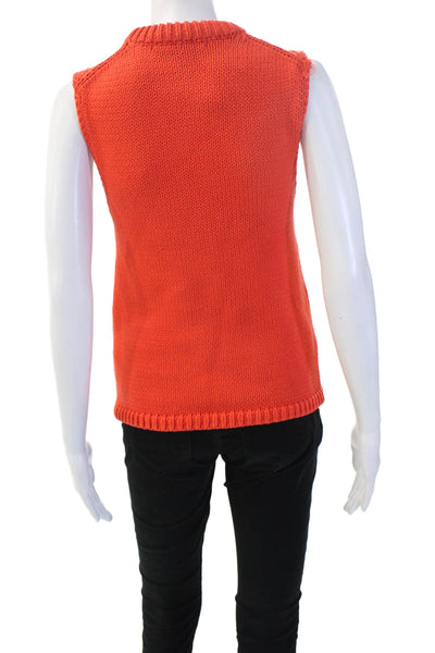 Zara Womens Basic Sleeveless Crew Neck Solid Orange Tank Size S