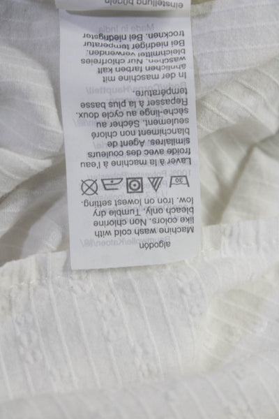 Point Sur Womens Tunic Blouse Long Sleeve Round Neck Button Cotton White Size M