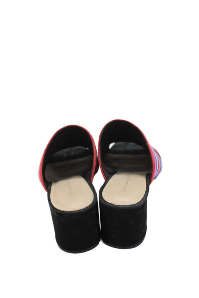 Loeffler Randall Womens Leather Open Toe Block Heels Mule Shoes Multicolor Sz 7B