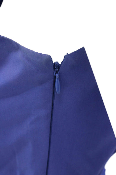 Elie Tahari Women Sheath Dress Blue Cotton V-Neck Sleeveless Zip Size 0
