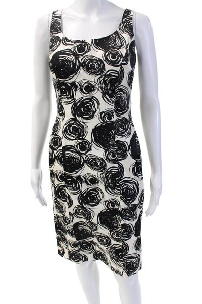 Tahari Womens Sheath Dress Black Silk Sleeveless Square Neck Size 2