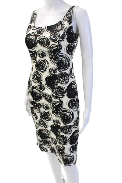 Tahari Womens Sheath Dress Black Silk Sleeveless Square Neck Size 2
