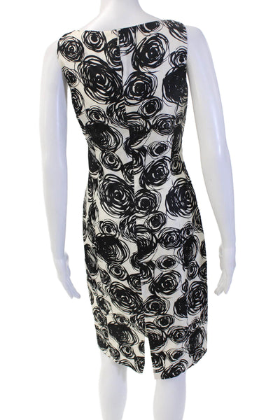 Tahari Womens Sheath Dress Black Silk Sleeveless Square Neck Size 2