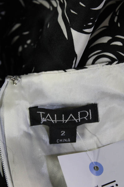 Tahari Womens Sheath Dress Black Silk Sleeveless Square Neck Size 2