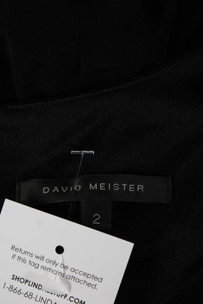 David Meister Women Sheath Dress Black 3/4 Sleeve Mid Calf Size 2