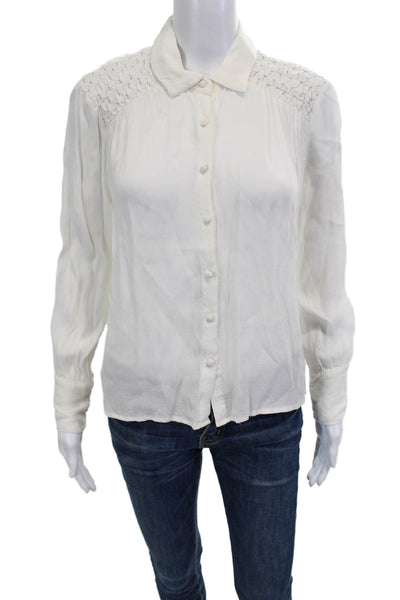 Zara Basic Collection Womens White Viscose Button Up Blouse Long Sleeve Size M